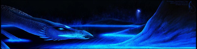 blue dragon in dark landscape