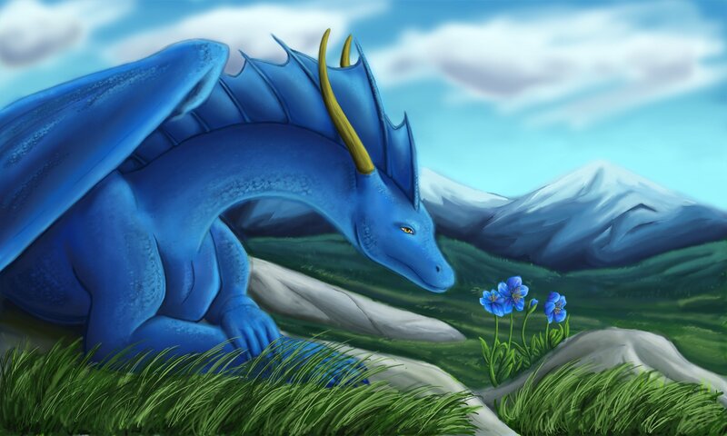 Blue Dragon in Field