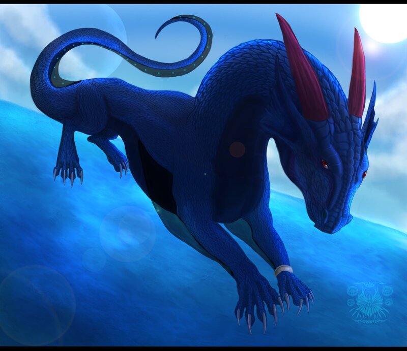 blue dragon in flight