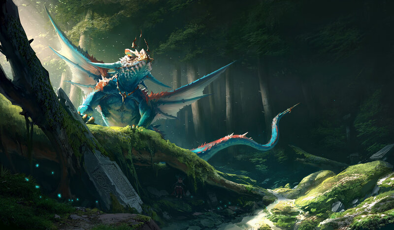 Blue Dragon in Forest