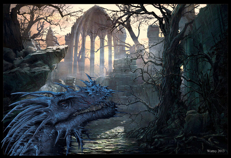 Blue Dragon in Ruins — Dramatic
