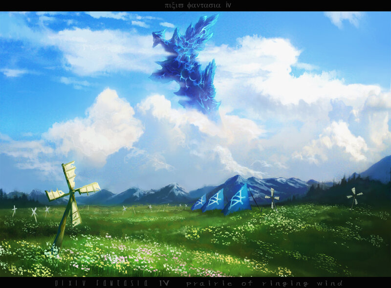 Blue Dragon in Sky