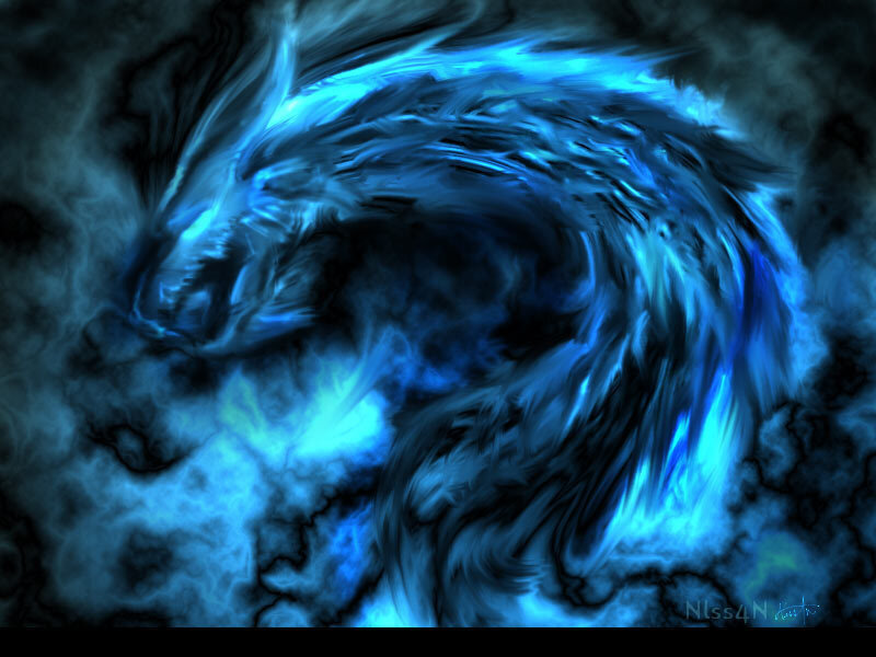 Blue Dragon in Smoke