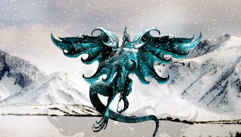 Blue Dragon in Snow — Teal