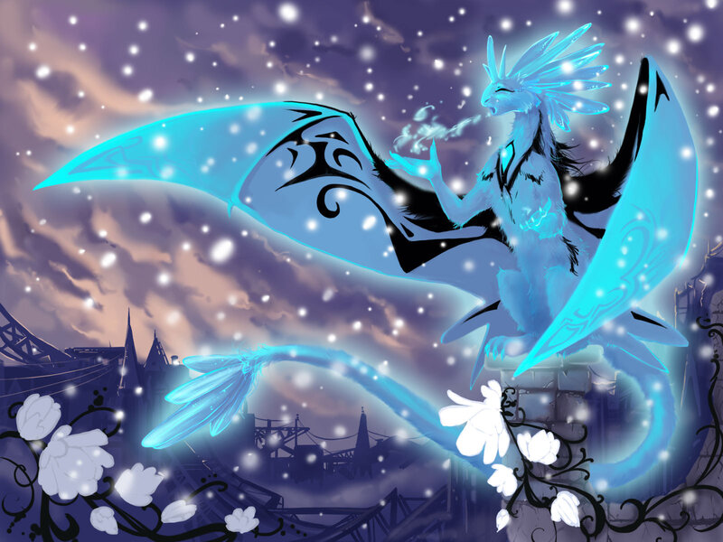 Blue Dragon in Snow