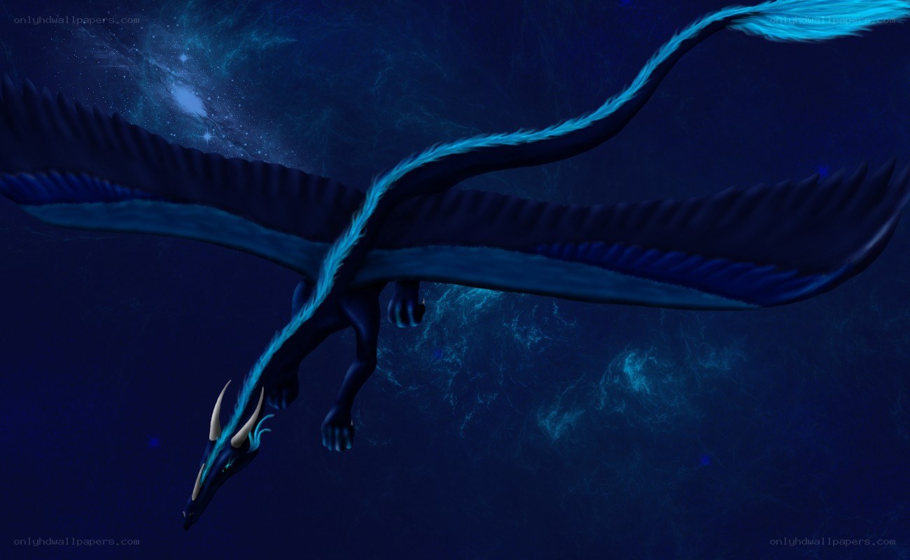 blue dragon in space