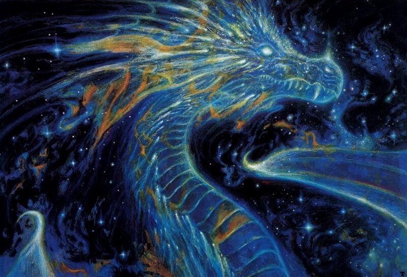 Blue Dragon in Space — Dramatic, Night