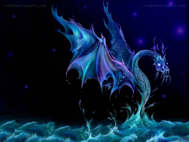 blue dragon in stormy sea