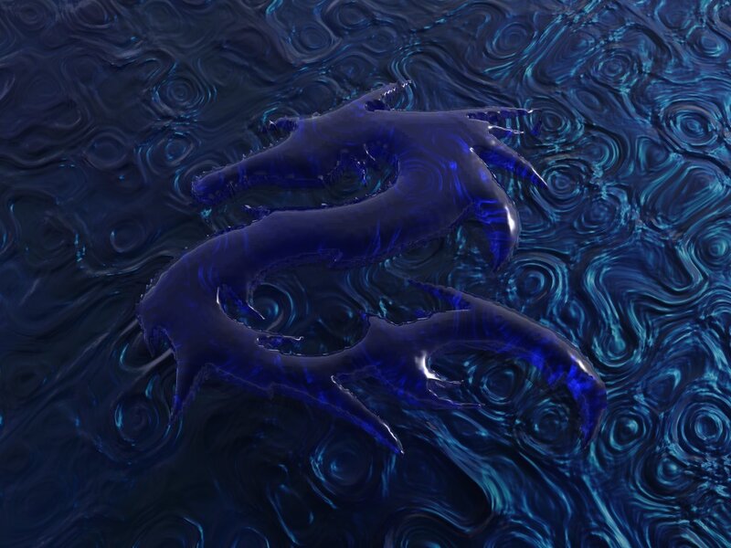 blue dragon in swirling water