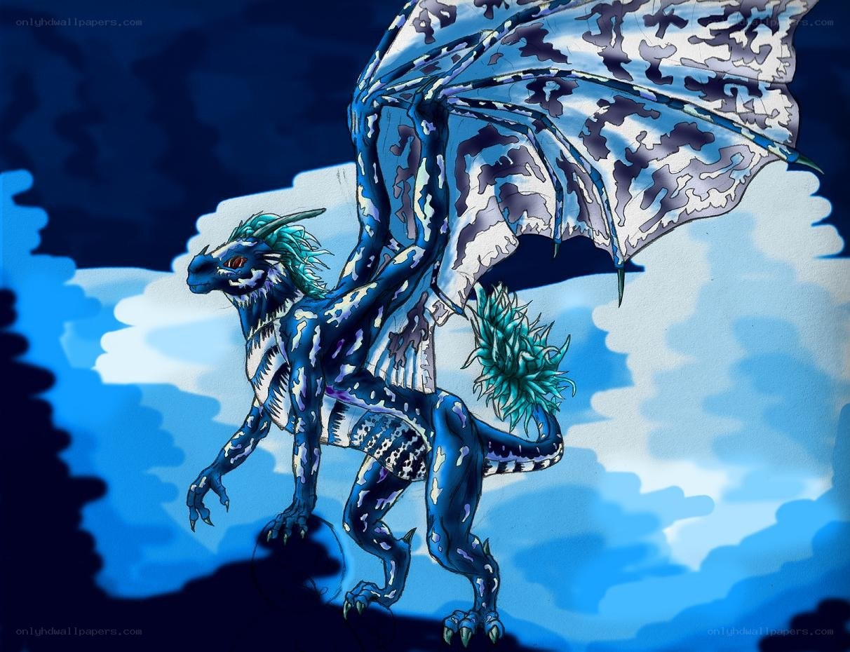 blue dragon in the sky