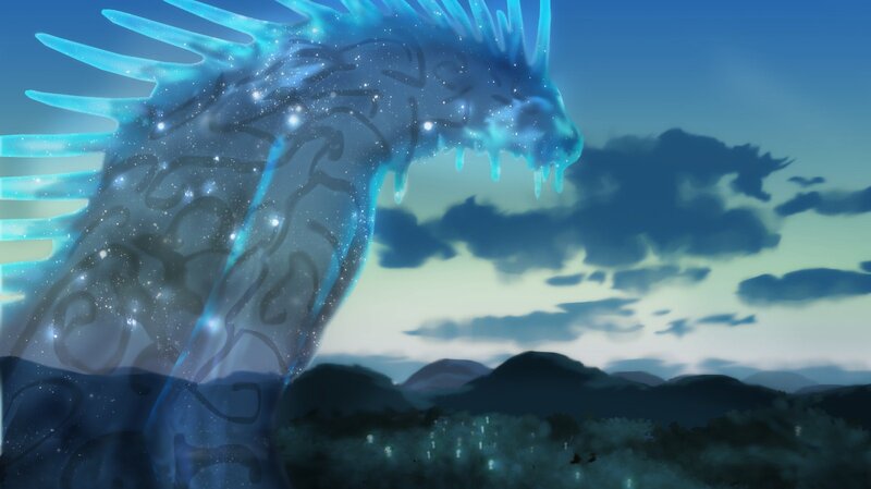 blue dragon in twilight