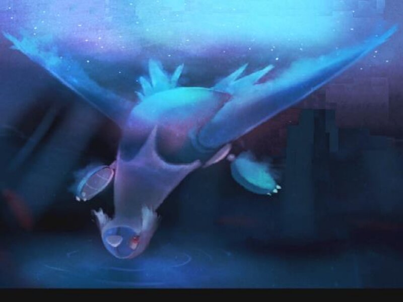 Blue Dragon in Water — Dramatic, Night, Digital Art