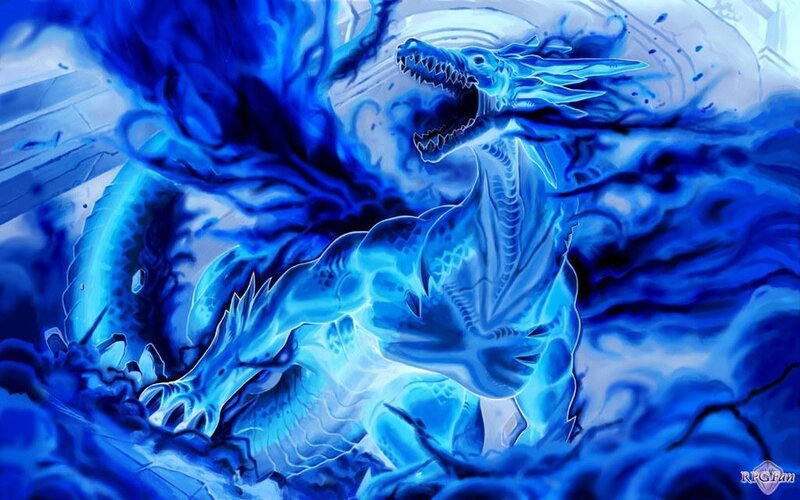 Blue Dragon in Water — Dramatic