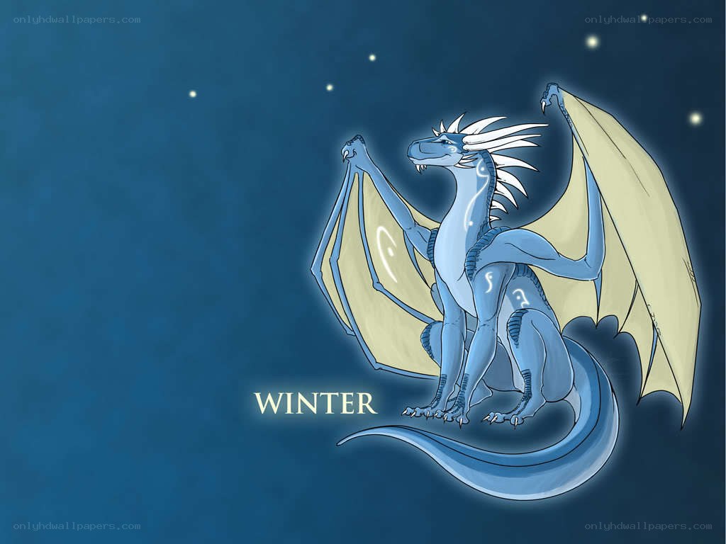 blue dragon in winter sky