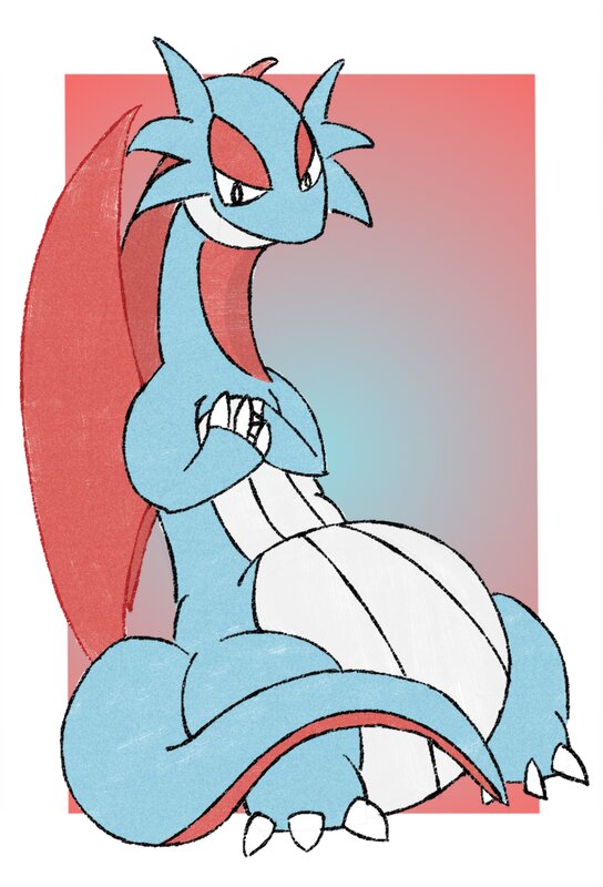 Blue Dragon-like Creature — Calm, Digital Art