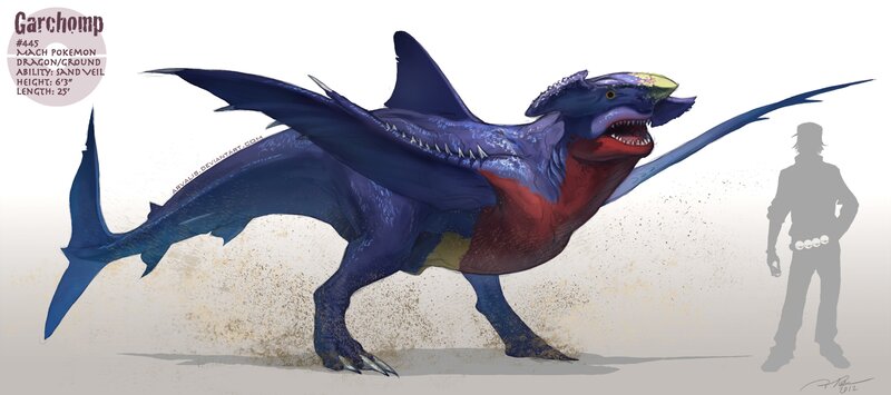 Blue Dragon-like Creature — Dramatic, Digital Art, Silhouette, Sand, Red