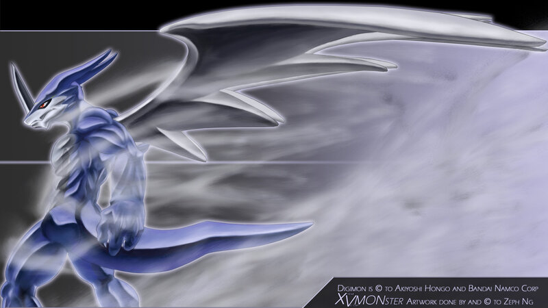 Blue dragon-like Digimon character