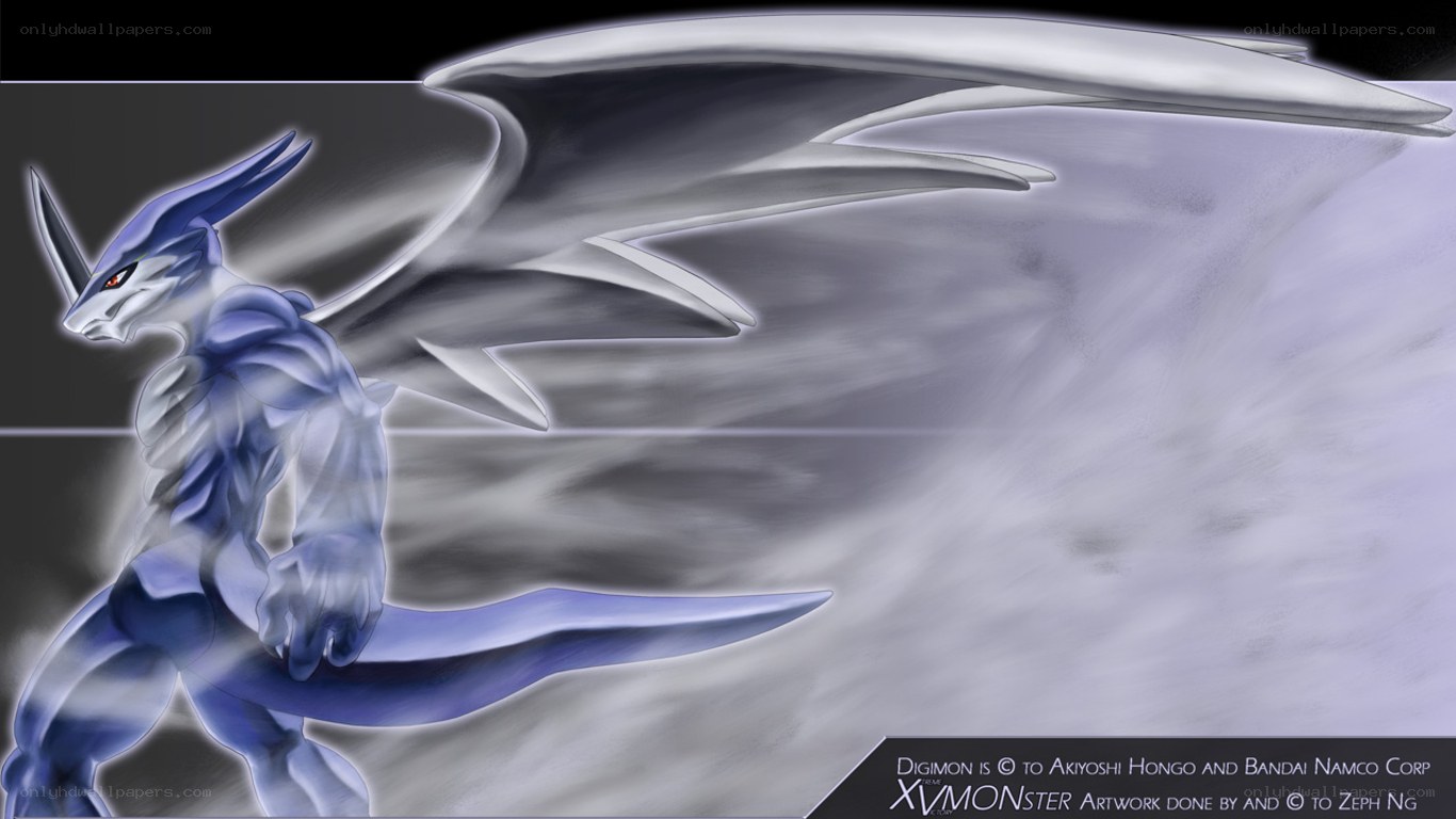 Blue dragon-like Digimon character