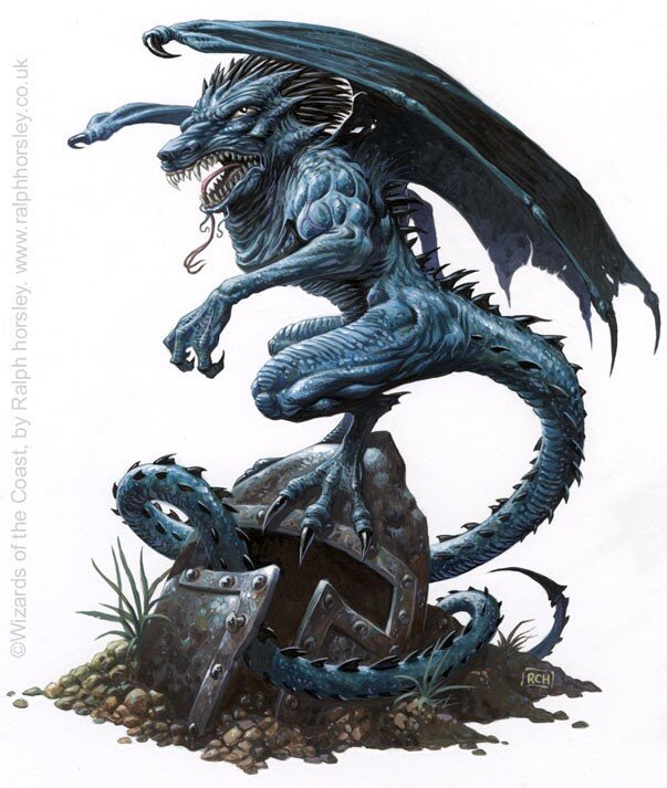 Blue dragon on a shield