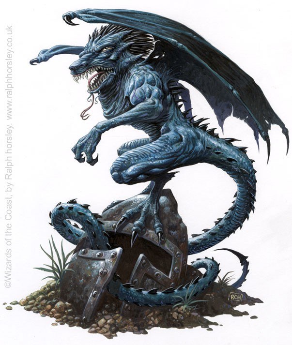 Blue dragon on a shield