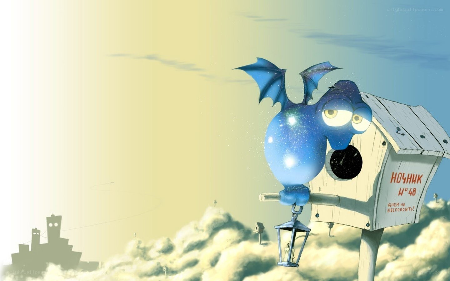 blue dragon on birdhouse