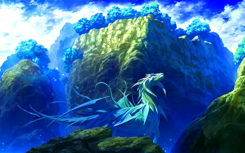 Blue Dragon on Cliff