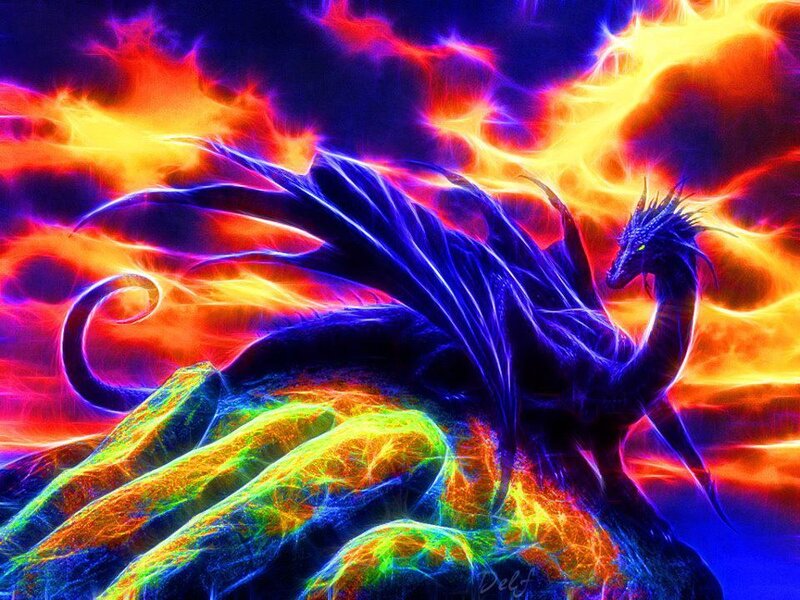 Blue Dragon on Mountain — Dramatic