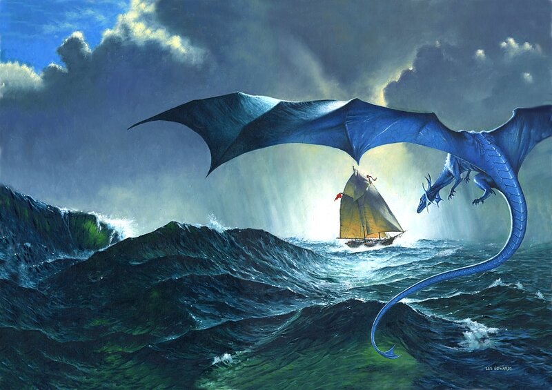 Blue Dragon over Ship