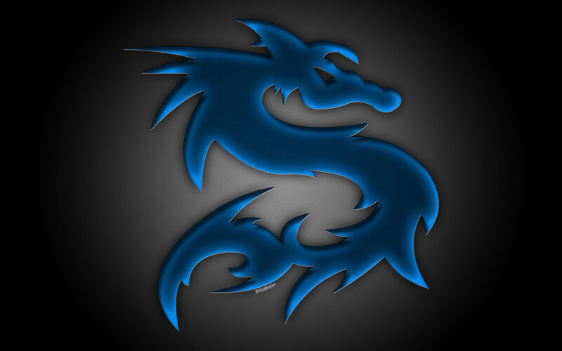 Blue Dragon Silhouette — Dark, Digital Art
