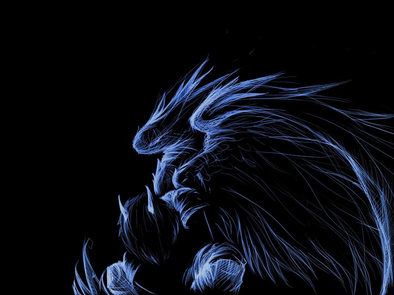Blue Dragon Silhouette — Dramatic, Digital Art