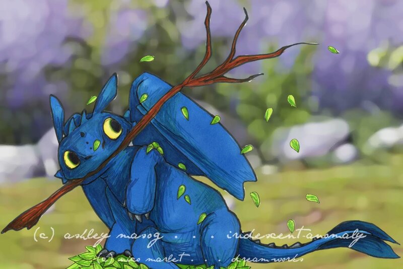blue dragon with branch