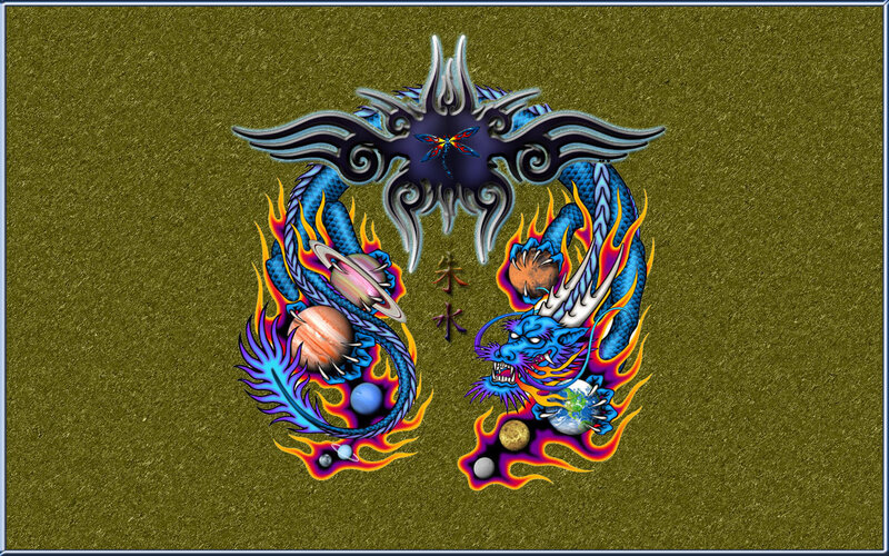 Blue dragon with celestial elements