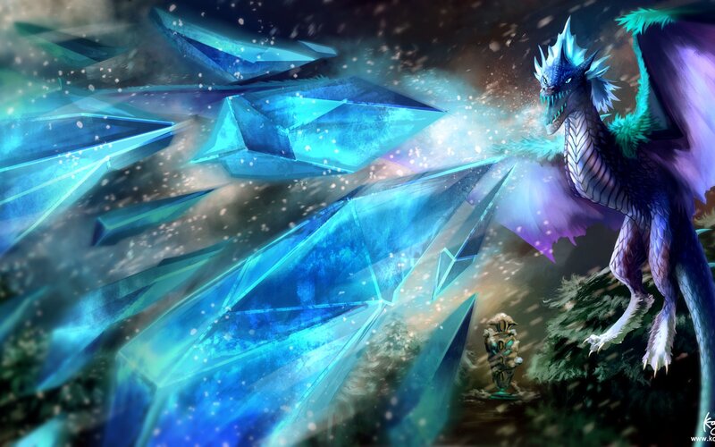 Blue Dragon with Crystals