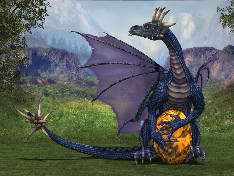 Blue Dragon with Egg — Serene