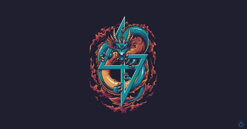 Blue Dragon with Lightning Bolt