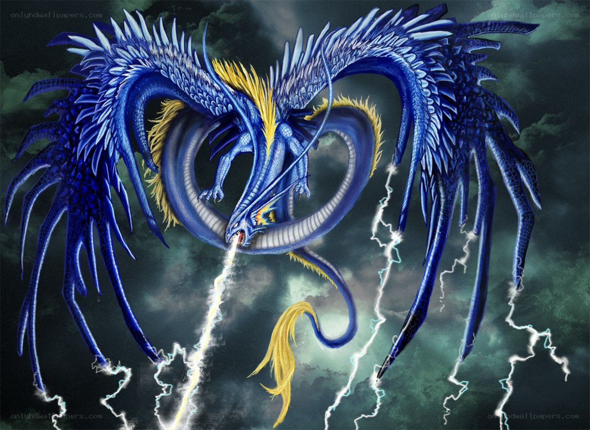 Blue dragon with lightning breath