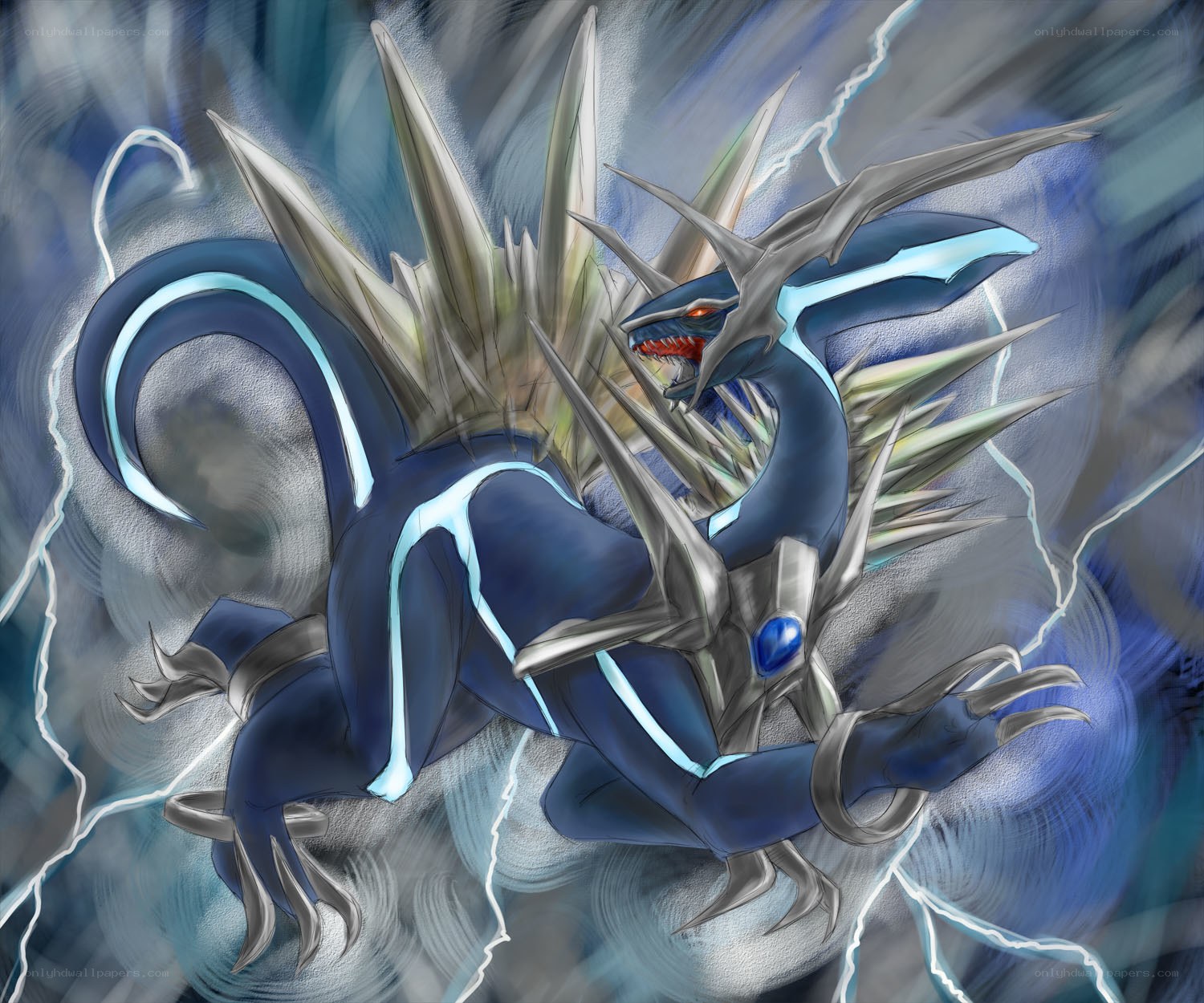 Blue dragon with lightning