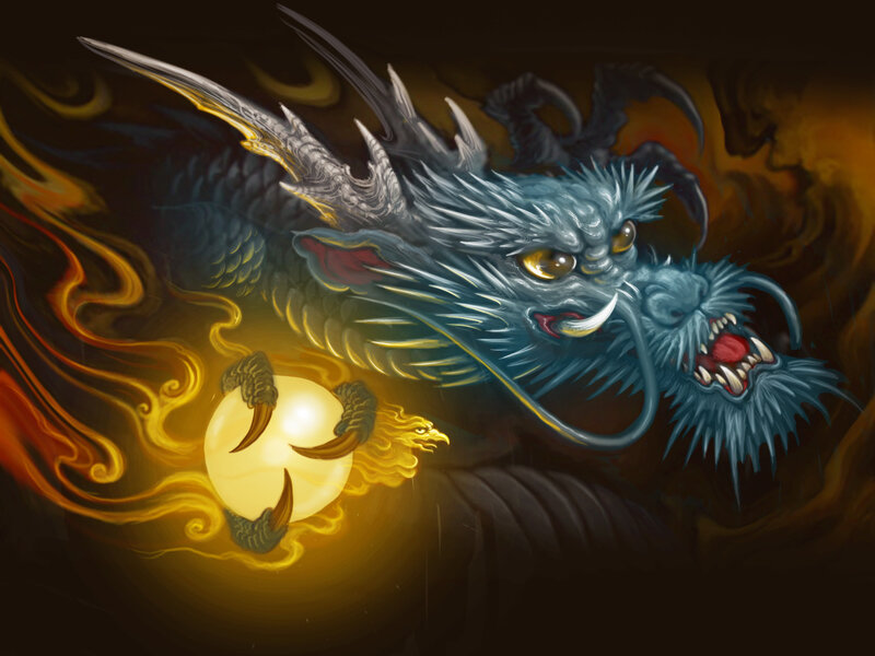 Blue Dragon with Pearl