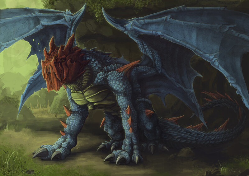 Blue Dragon with Red Head — Dramatic