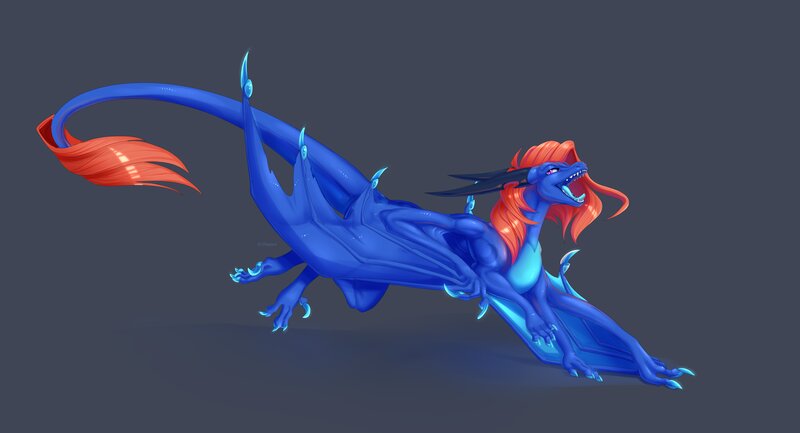Blue Dragon with Red Mane