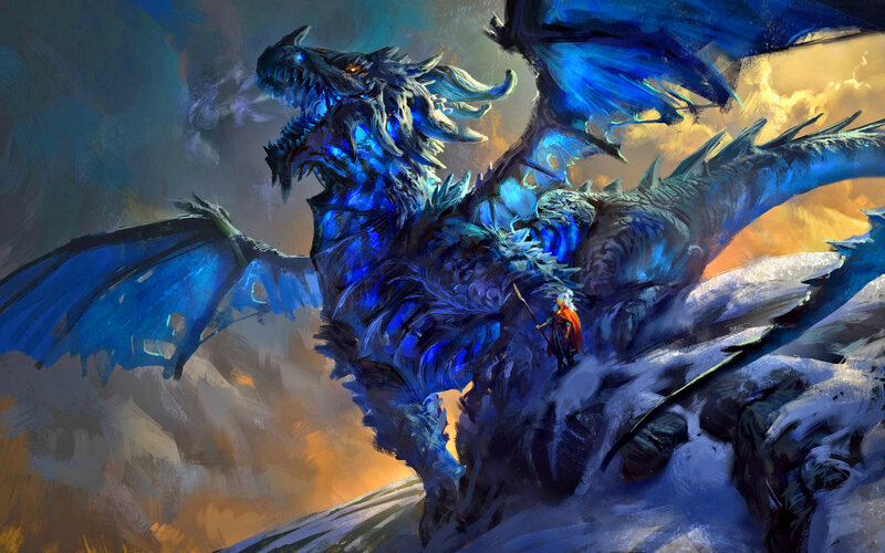Blue Dragon with Rider
