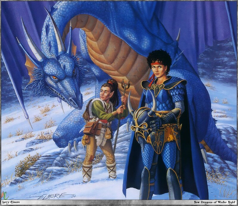 Blue Dragon with Two Figures