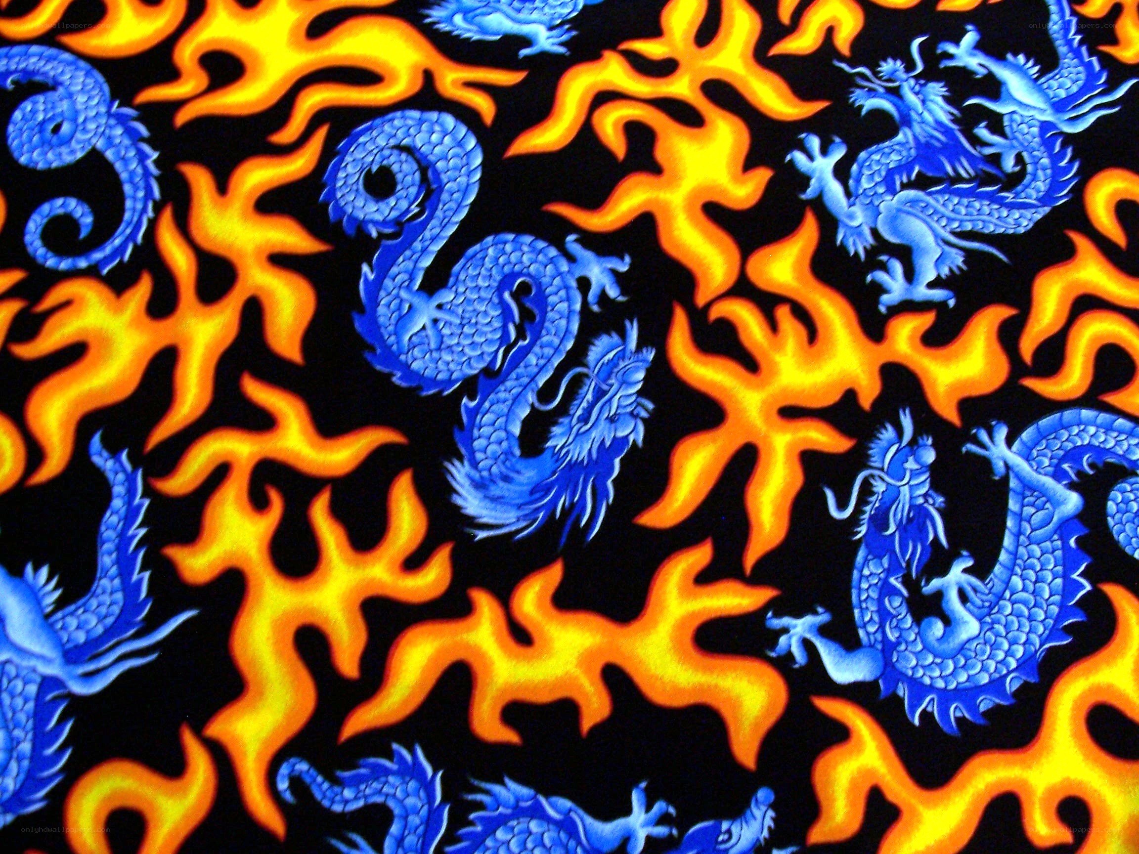 blue dragons on fire pattern