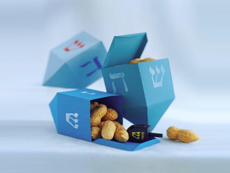 Blue Dreidels with Peanuts