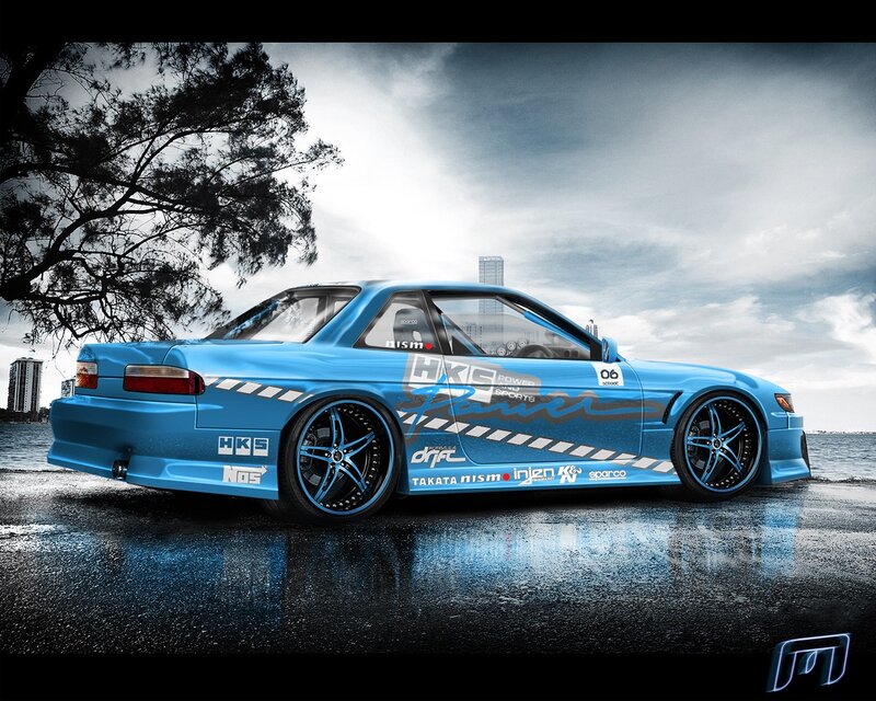 Blue Drift Car — Dramatic