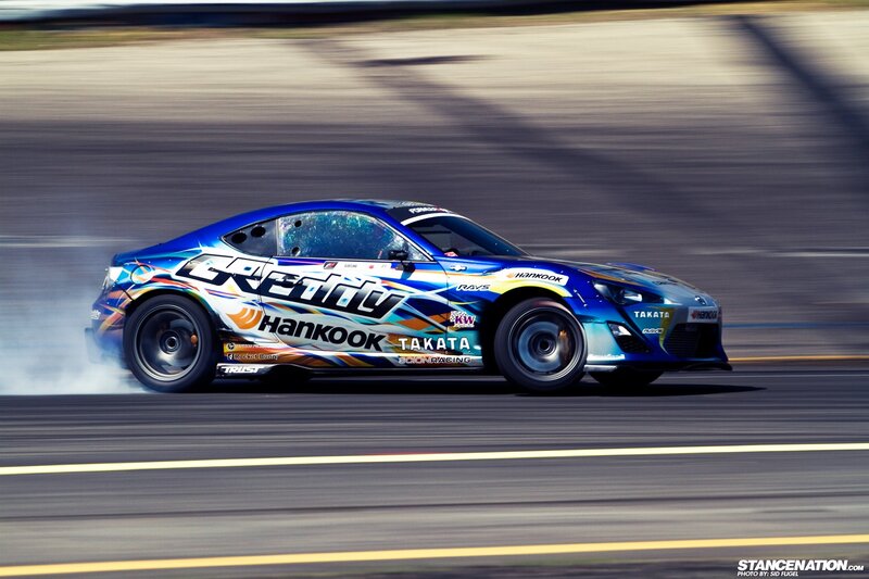 Blue Drift Car — Dynamic, Afternoon, Photograph, Race Track, Smoke