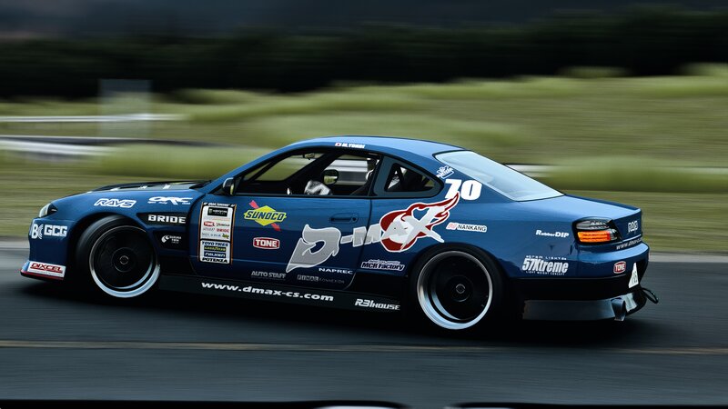 Blue Drift Car — Dynamic, Digital Art