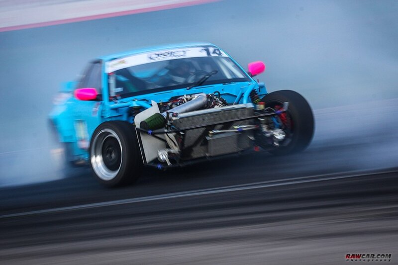 Blue Drift Car — Dynamic, Photograph, Driver, Smoke