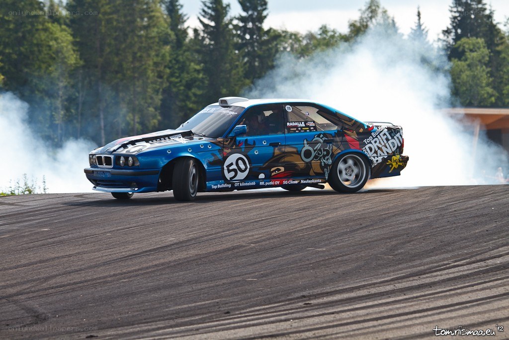 Blue drift car on track
