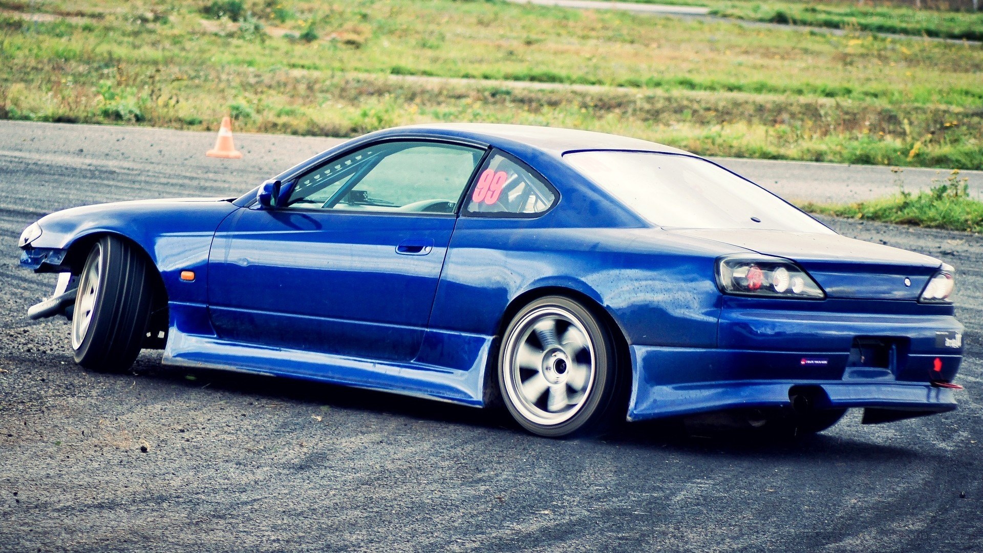 blue drift car on track
